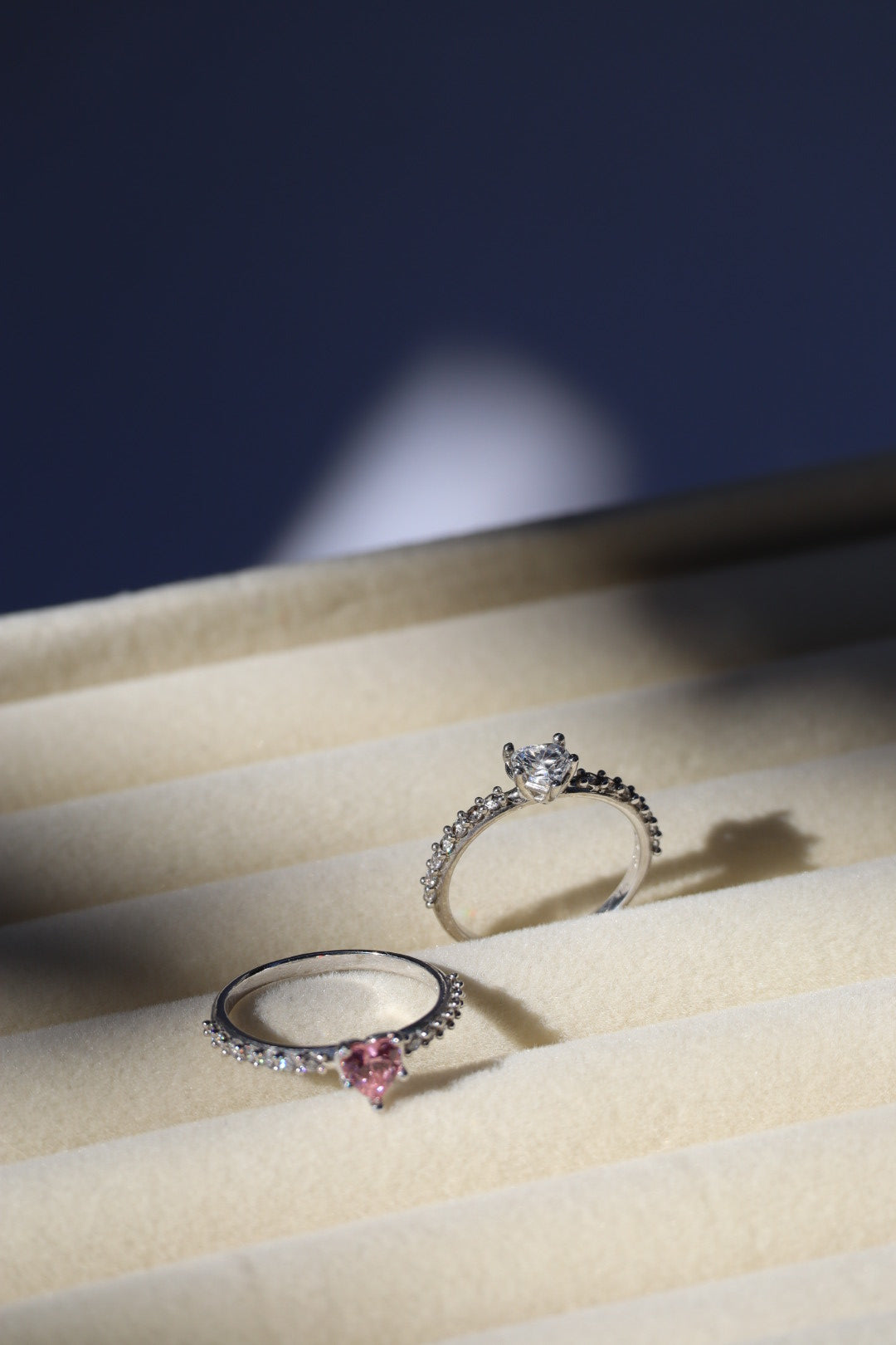 Silber Ring, Rosa Zirkonia Herz, 925er Silber