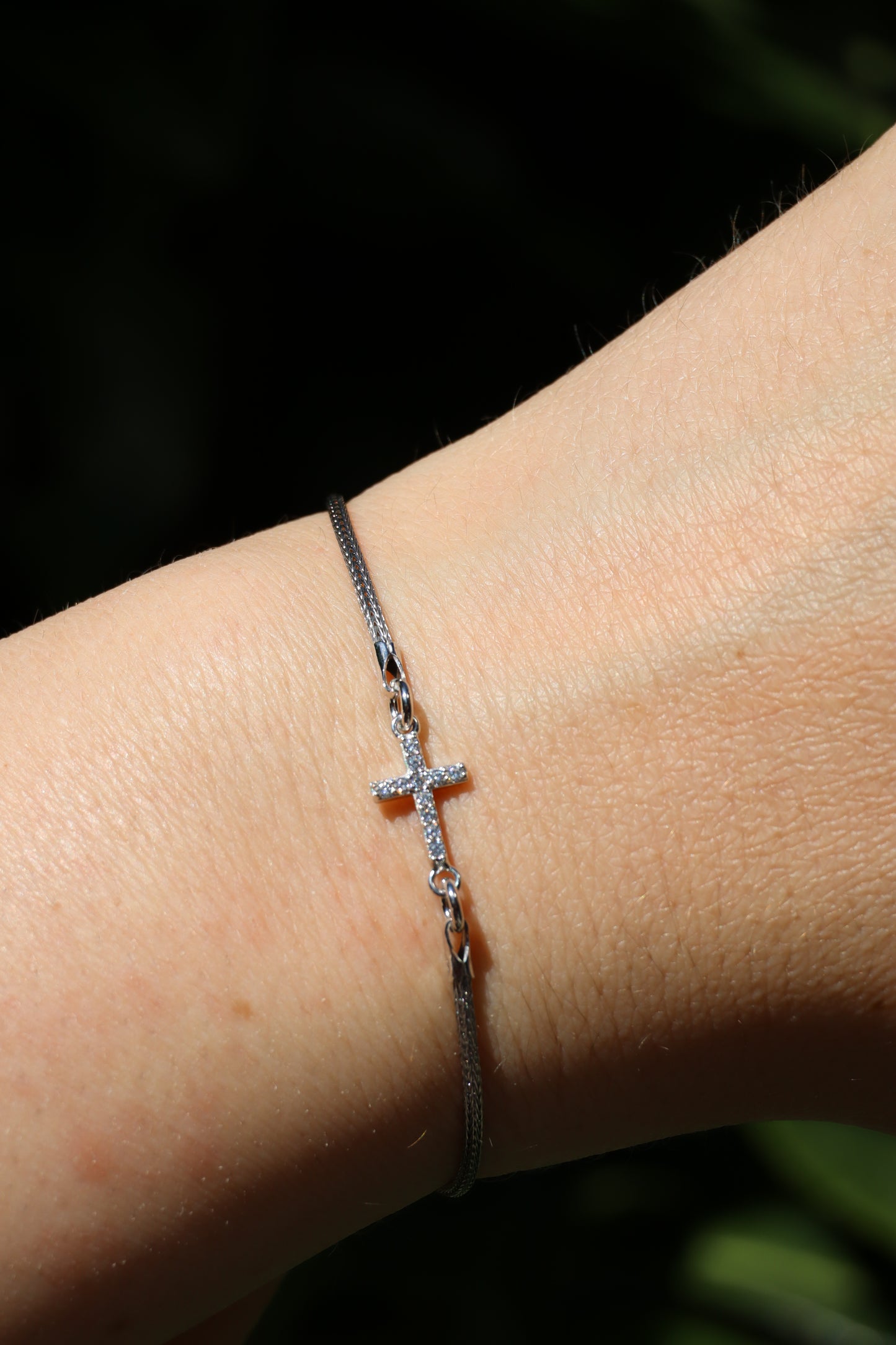 Silberarmband Kreuz Zirkonia, Silber 925er
