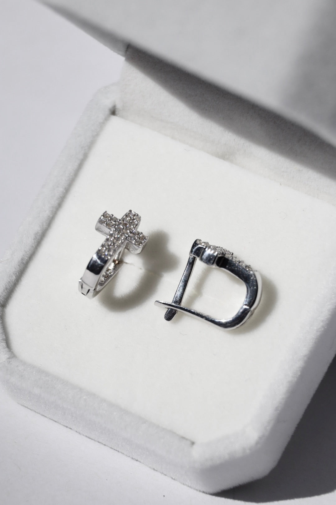 Ohrringe Kreuz Zirkonia, Silber 925er