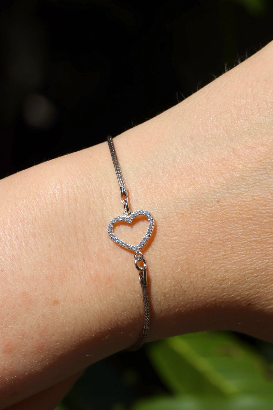 Silberarmband Herz mit Zirkonia, Silber 925er