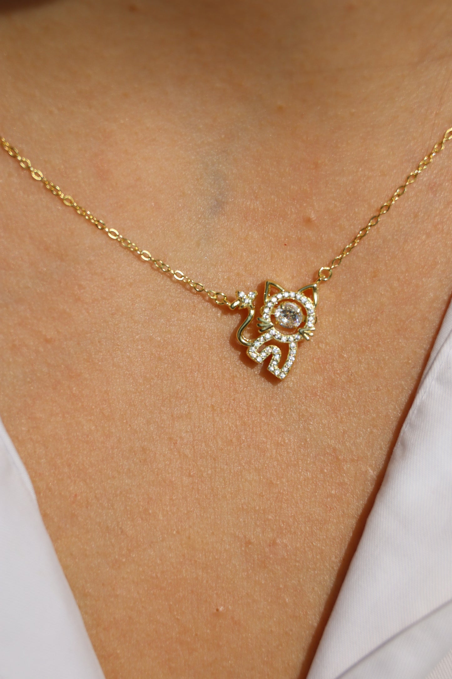 Halskette Katze, 925er Silber vergoldet