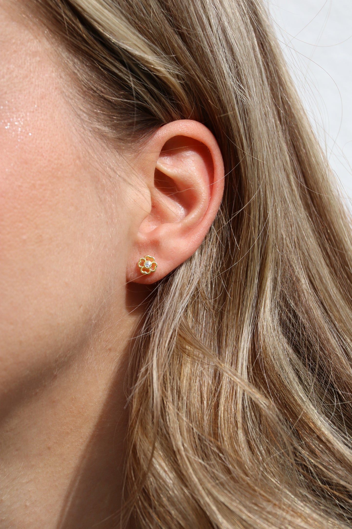 Ohrringe Kleeblatt, 925er Silber vergoldet