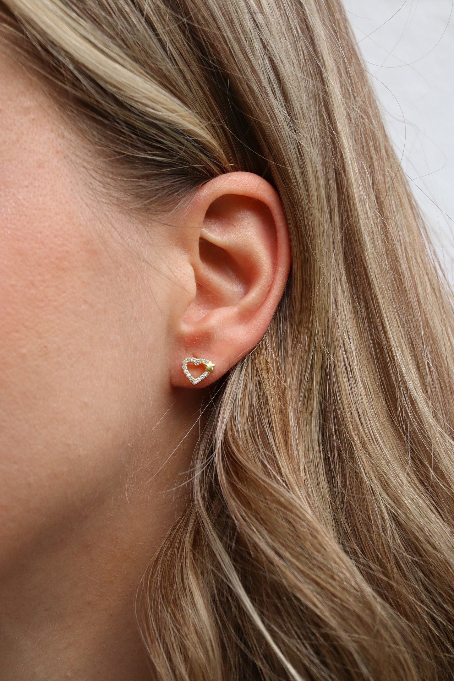 Ohrringe Herz Stern , 925er Silber vergoldet