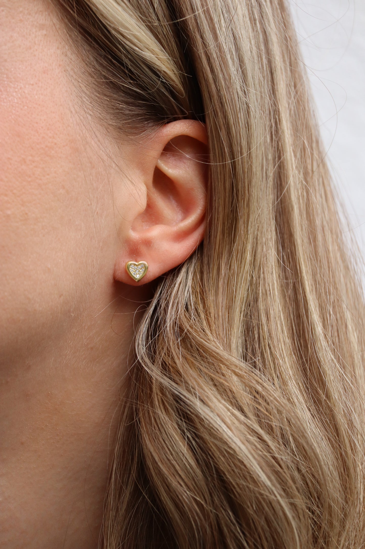 Ohrringe Herz Zirkonia, 925er Silber vergoldet