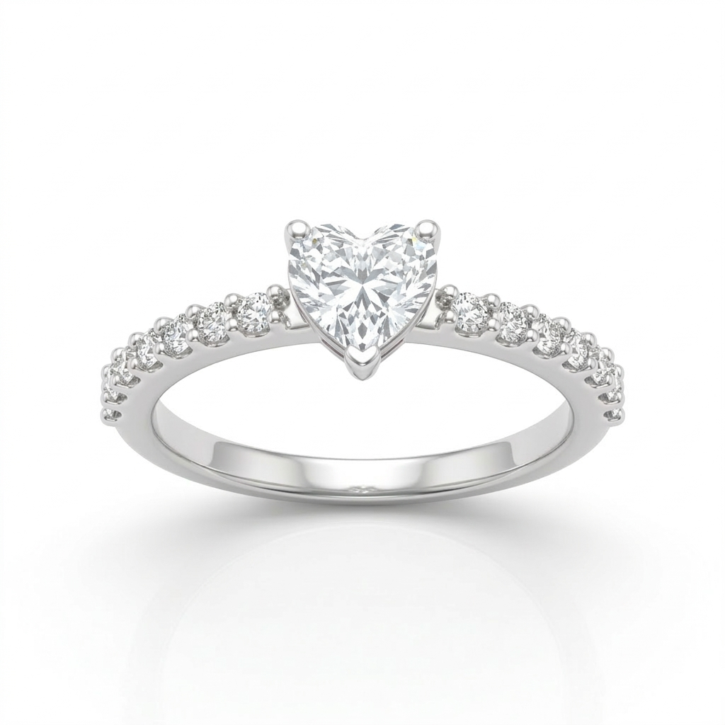 Silber Ring, Transparentes Zirkonia Herz, 925er Silber