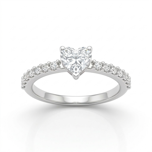 Silber Ring, Transparentes Zirkonia Herz, 925er Silber
