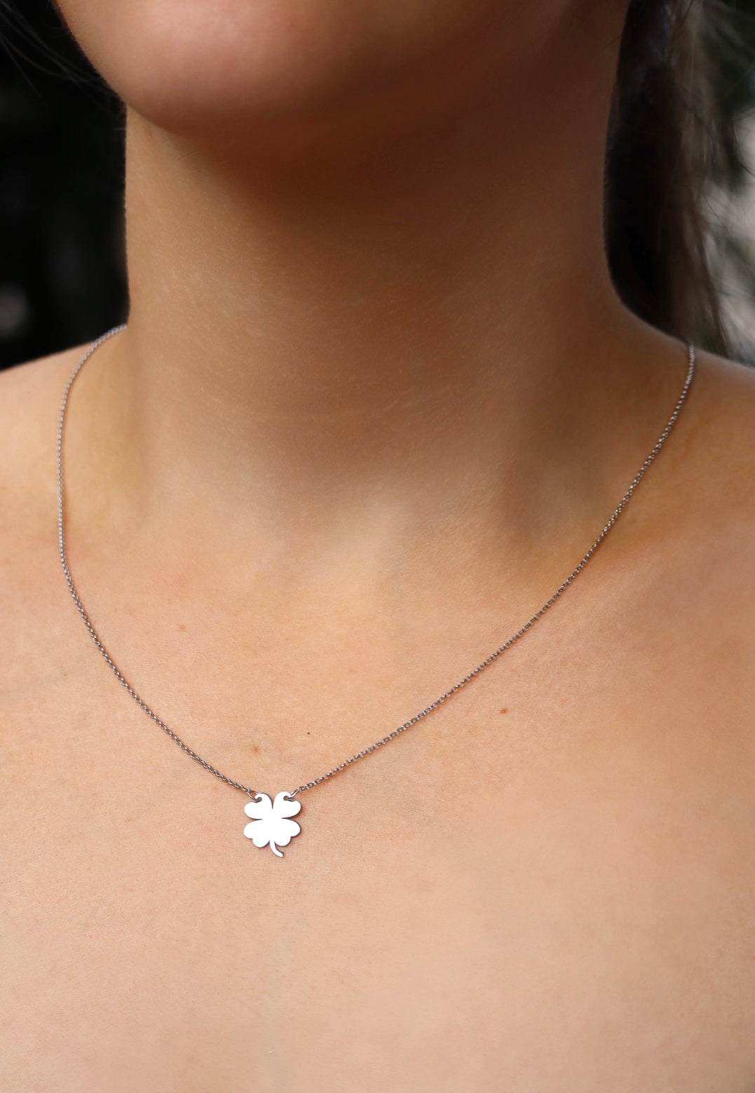 Silber Halskette Kleeblatt, 925er Silber