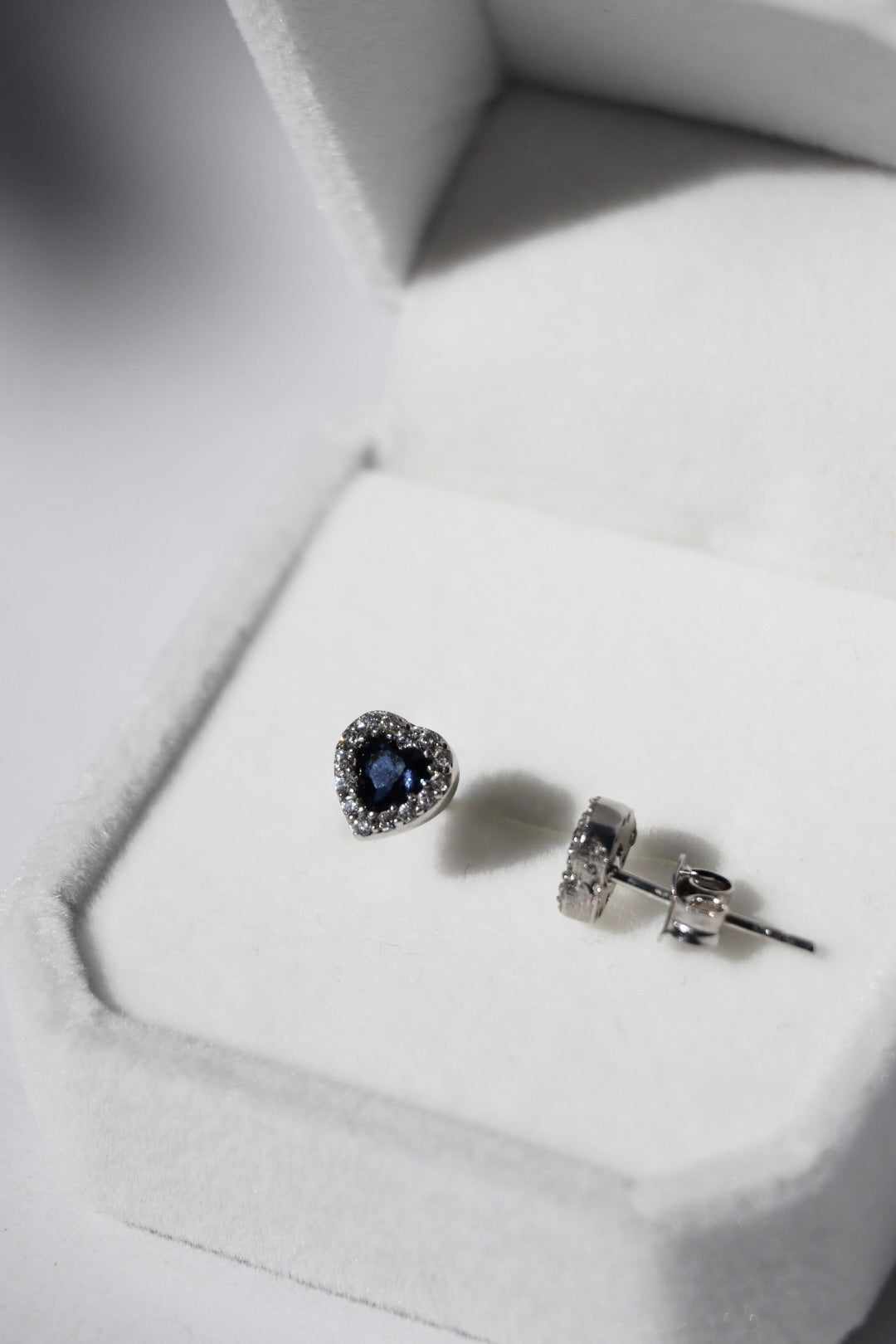 Ohrringe Herz Zirkonia Blau, Silber 925er