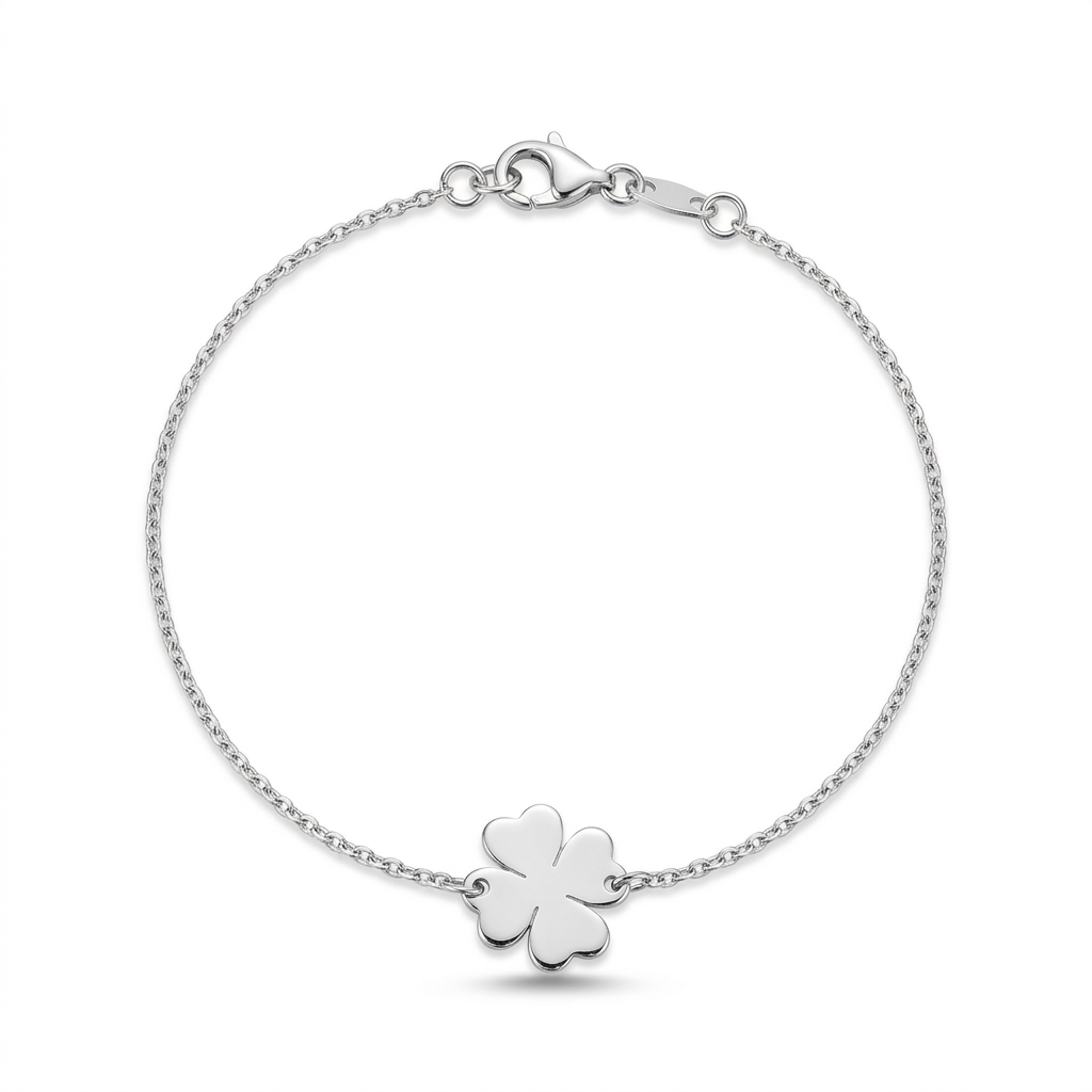Silber Armband Kleeblatt, 925er Silber
