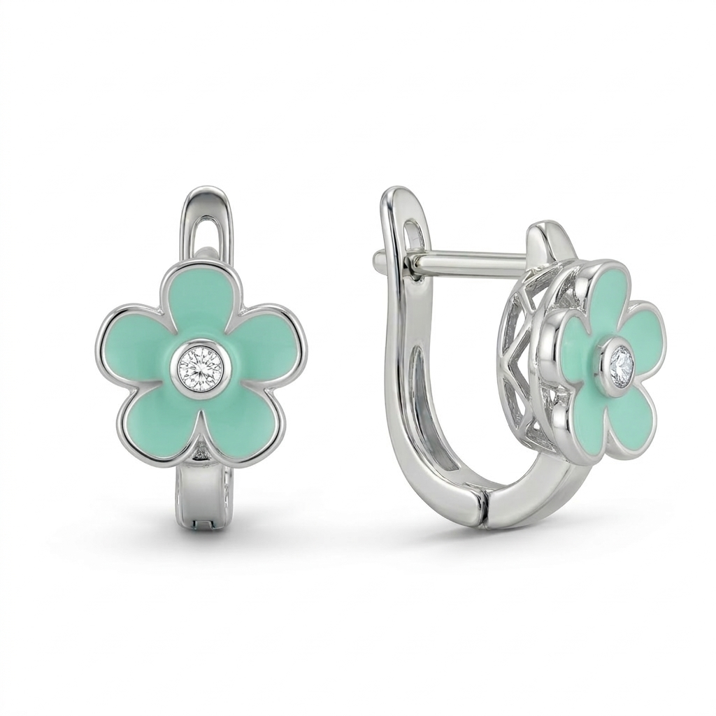 Ohrringe Blume, 925er Silber