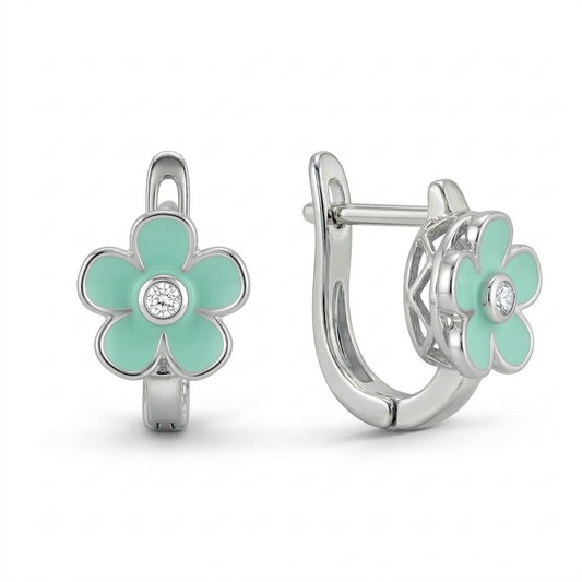 Ohrringe Blume, 925er Silber