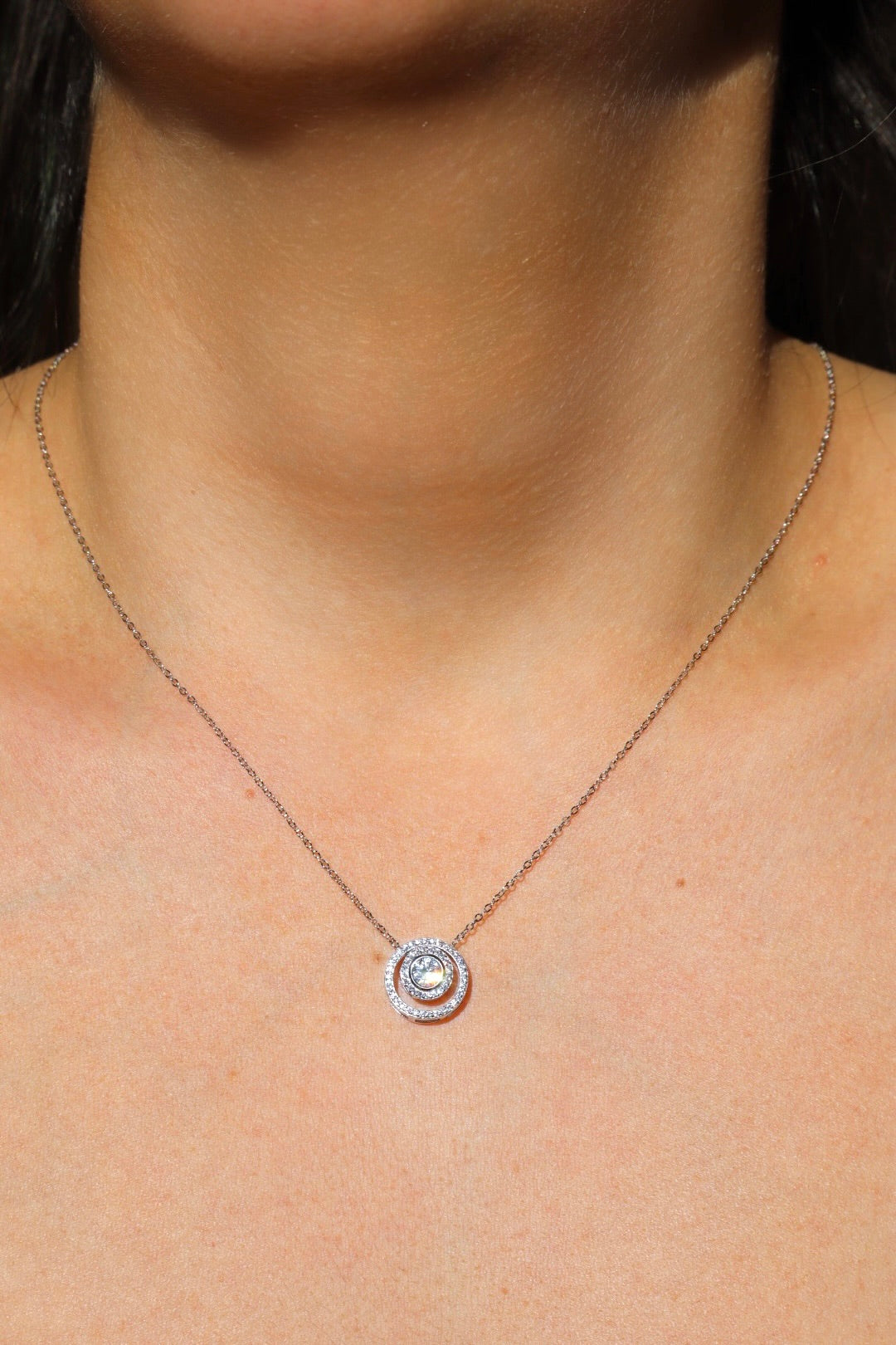 Halskette 1 Zirkonia, Silber 925er