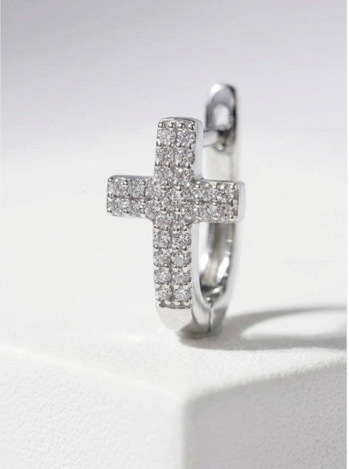 Ohrringe Kreuz Zirkonia, Silber 925er