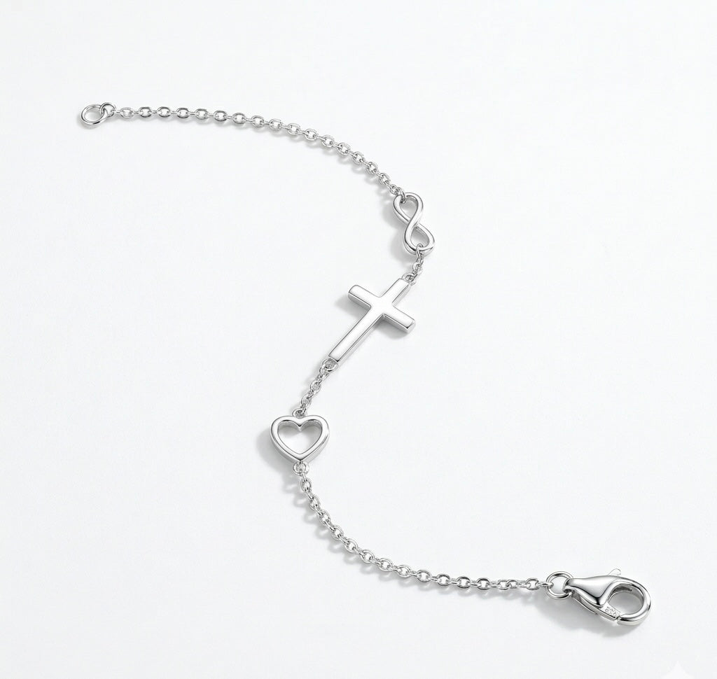 Silber Armbänder Herz Kreuz Infinity