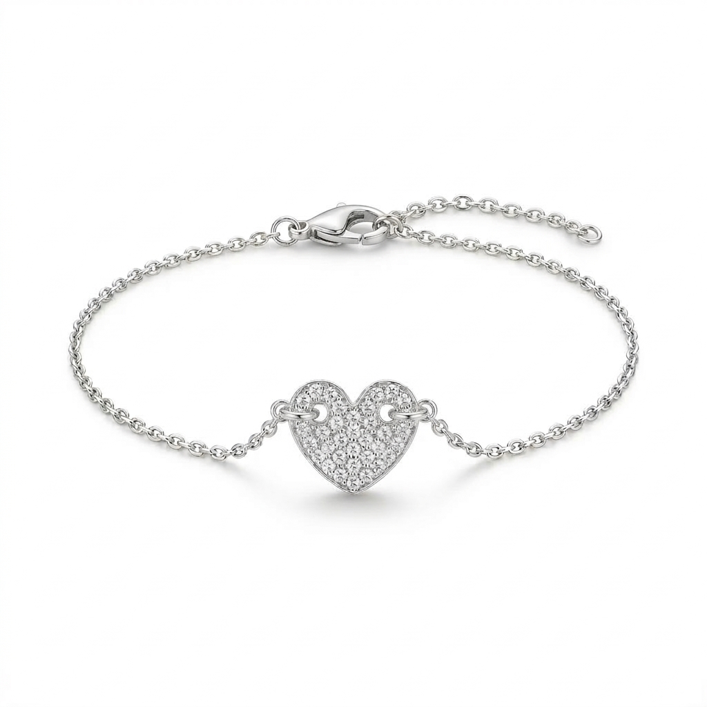 Silber Armband Herz Zirkonia, 925er Silber