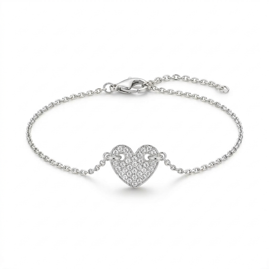 Silber Armband Herz Zirkonia, 925er Silber