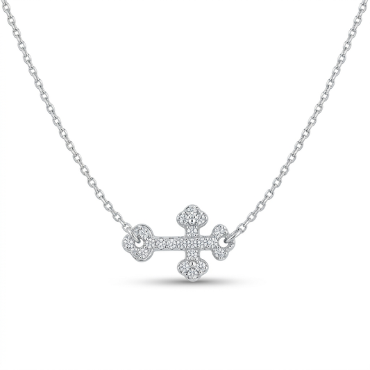 Halskette Orthodoxes Kreuz Zirkonia, 925er Silber