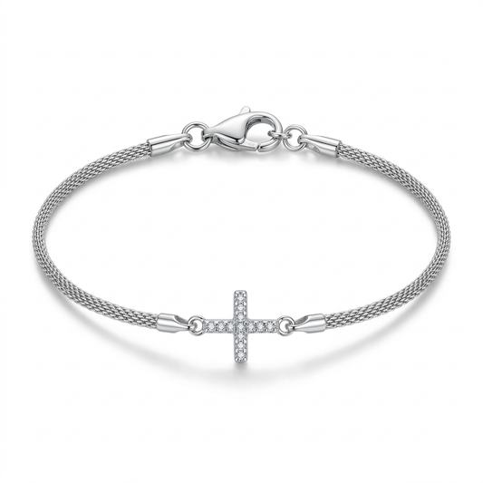 Silberarmband Kreuz Zirkonia, Silber 925er