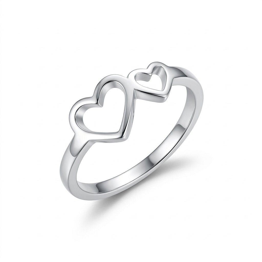 Ring Doppeltes Herz, 925er Silber