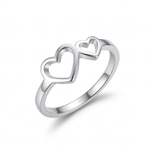 Ring Doppeltes Herz, 925er Silber