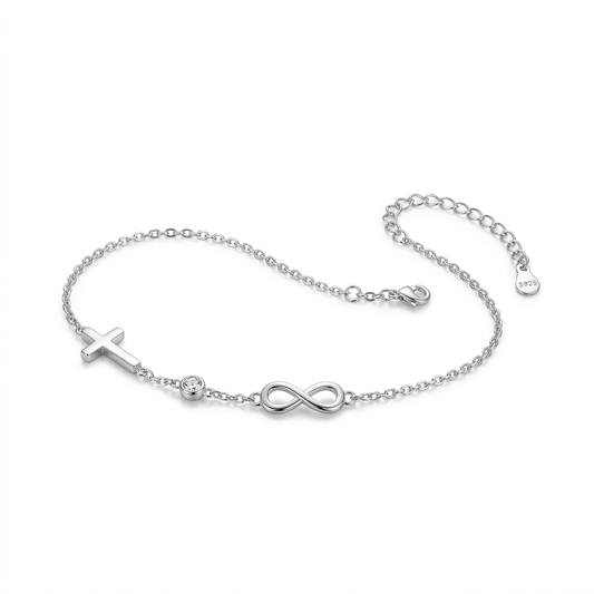 Silber Armband Kreuz und Infinity