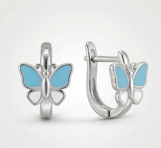 Ohrringe Schmetterling Blau, 925er Silber