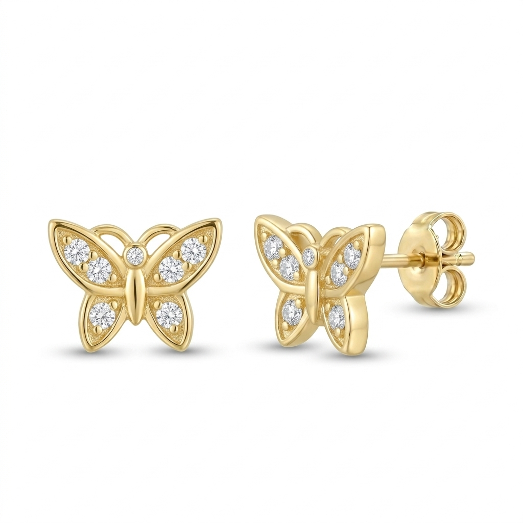 Ohrringe Schmetterling 1, 925er Silber vergoldet