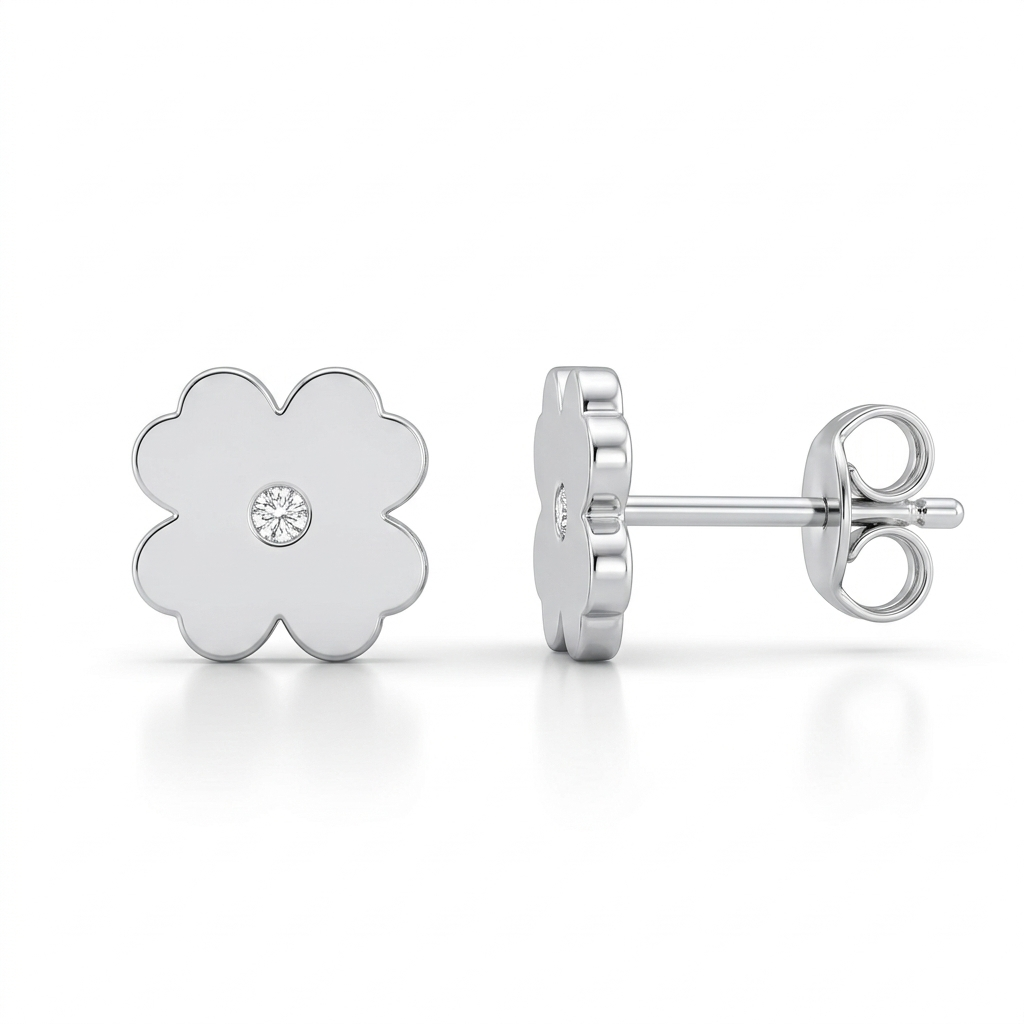 Ohrringe Blume, Silber 925er