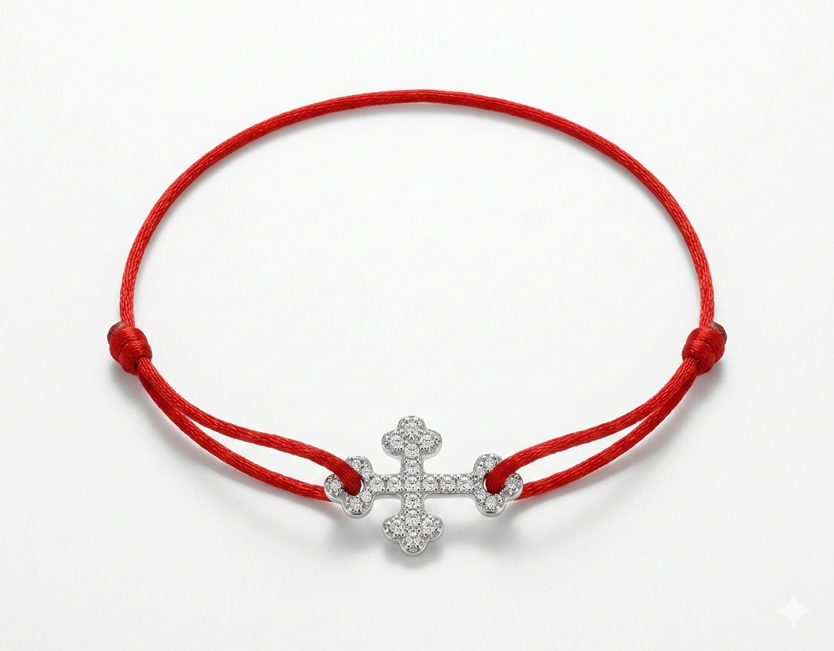 Armband Kreuz Orthodox mit Zirkonia, 925er Silber