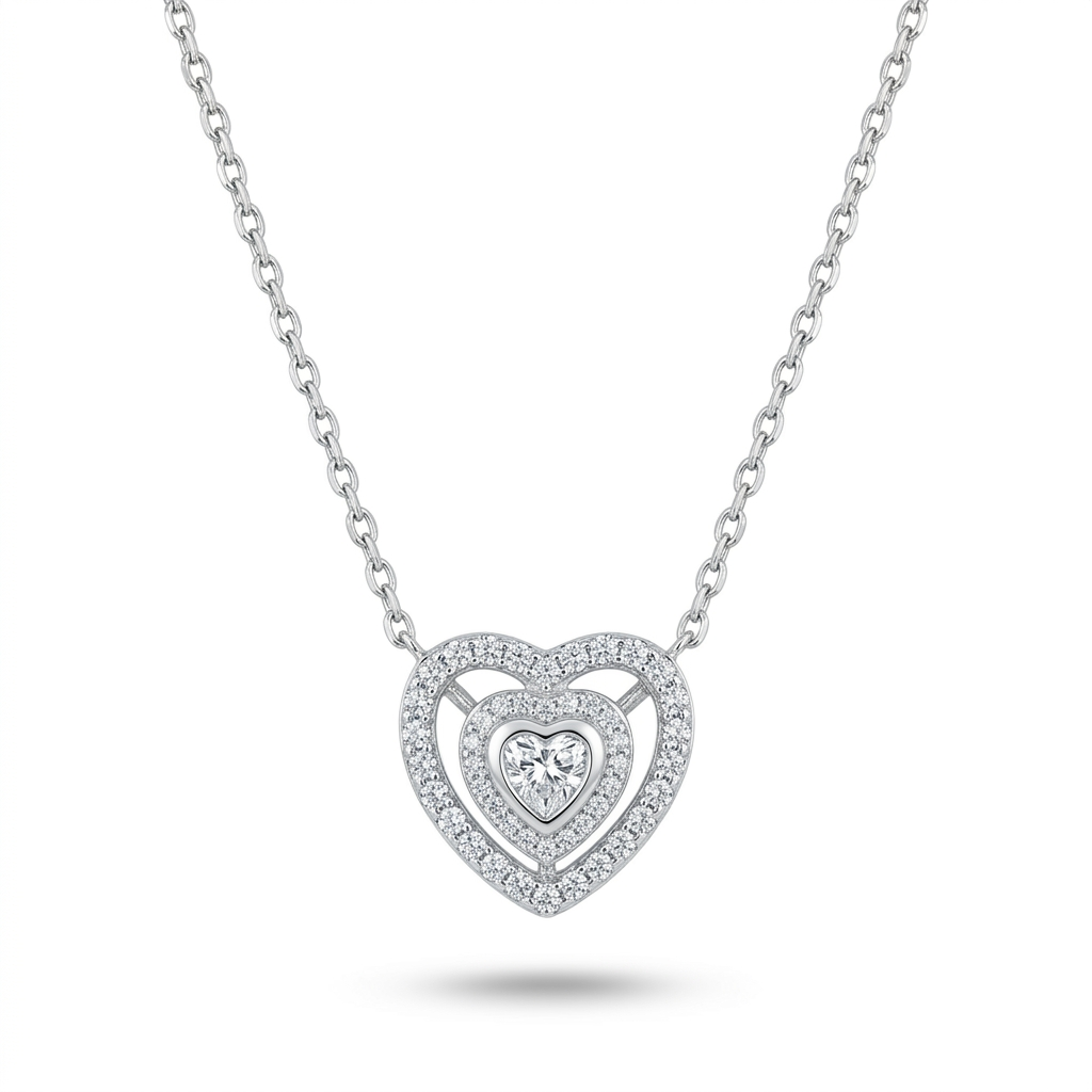 Halskette Herz Zirkonia, Silber 925er