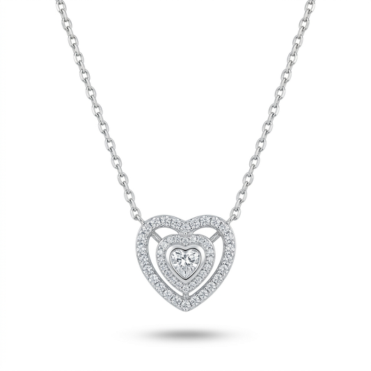 Halskette Herz Zirkonia, Silber 925er