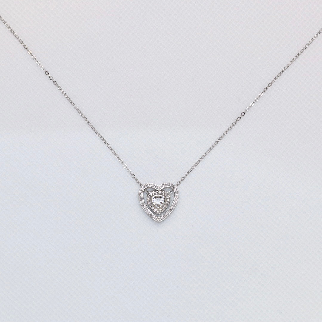 Halskette Herz Zirkonia, Silber 925er