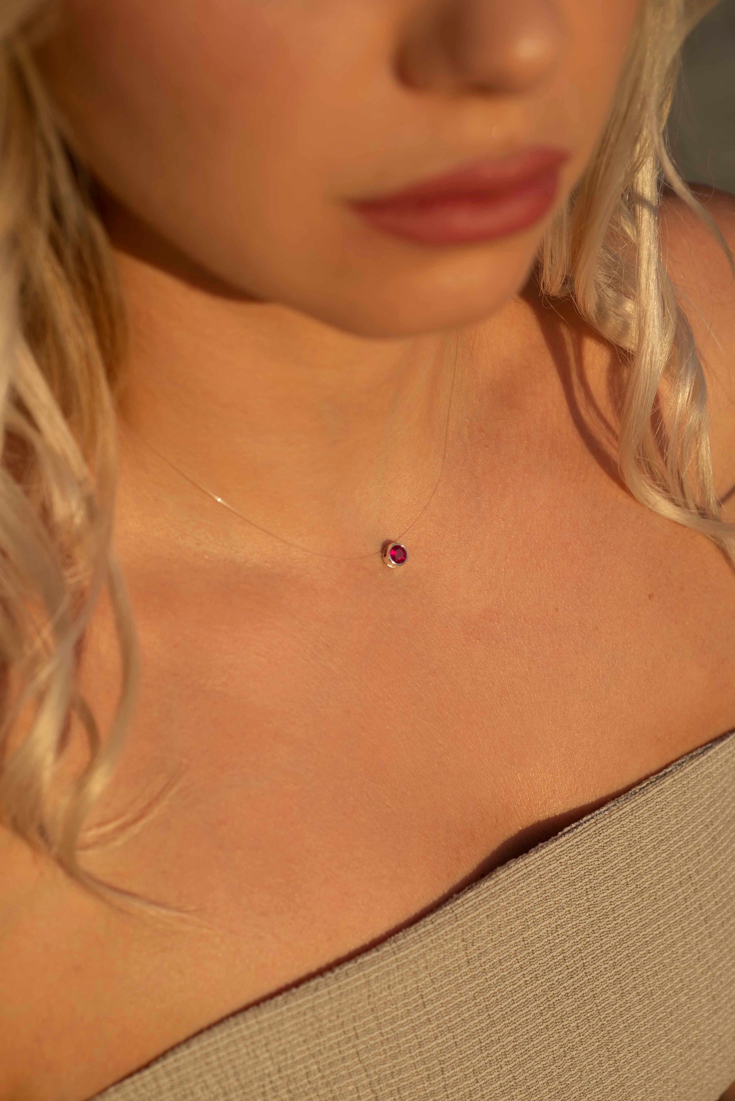 Halskette - Transparenter Faden mit Zirkon - Amoneli