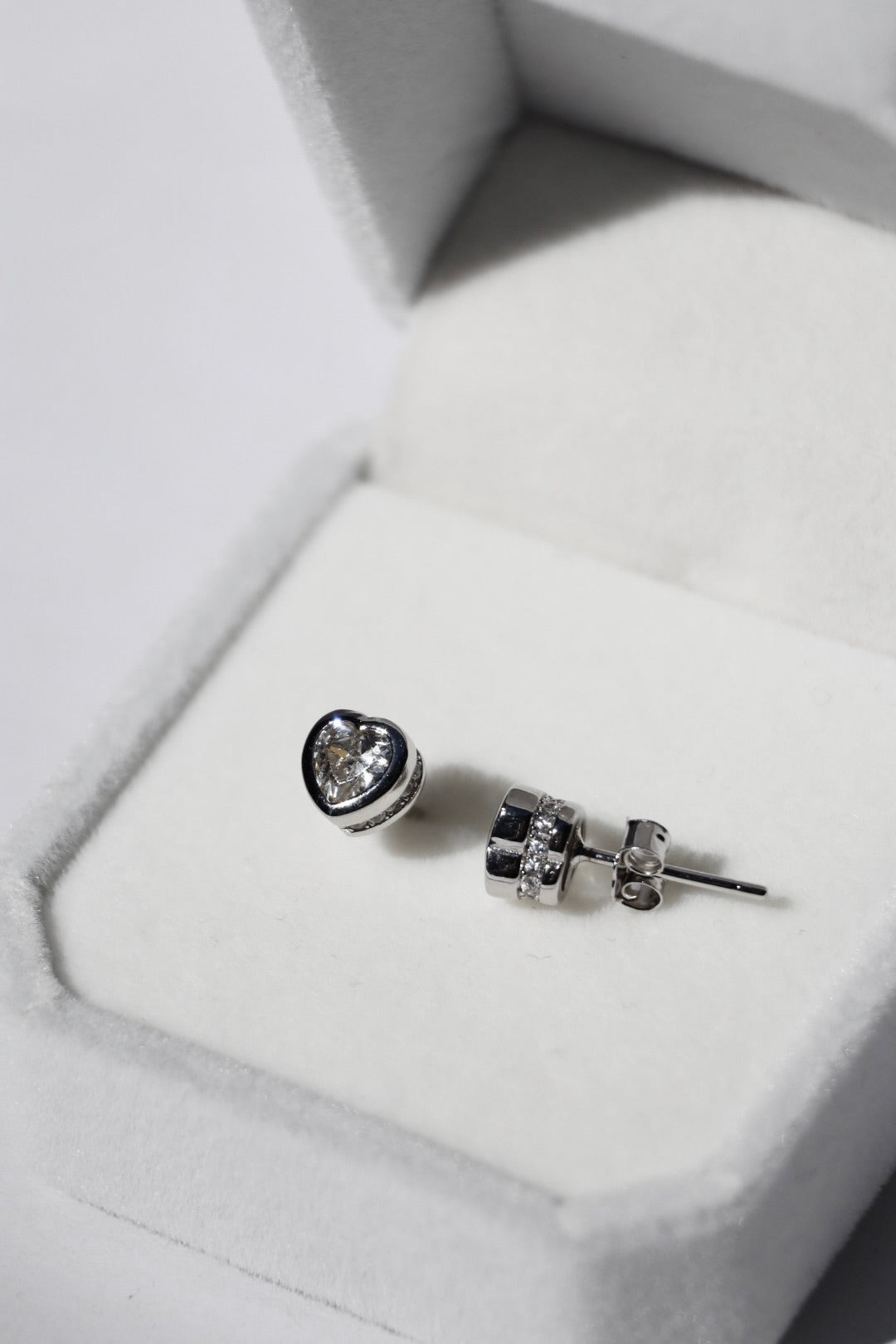 Ohrringe Herz Zirkonia, Silber 925er