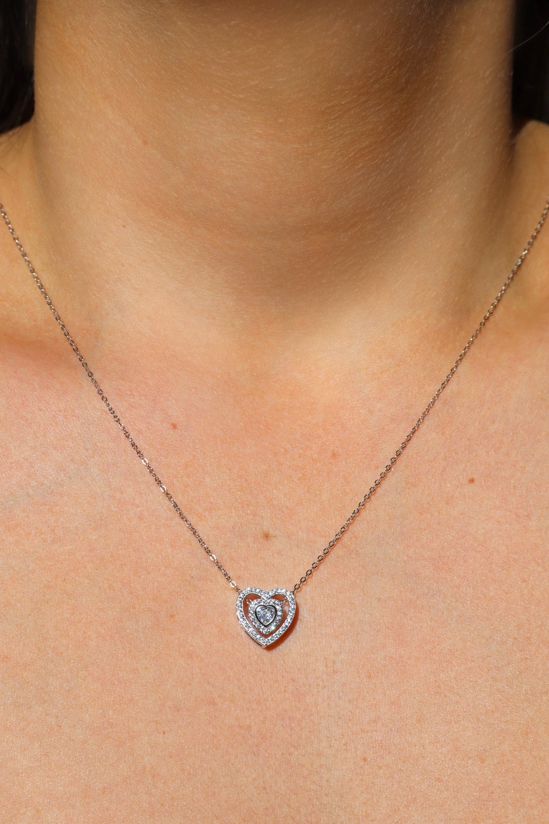 Halskette Herz Zirkonia, Silber 925er