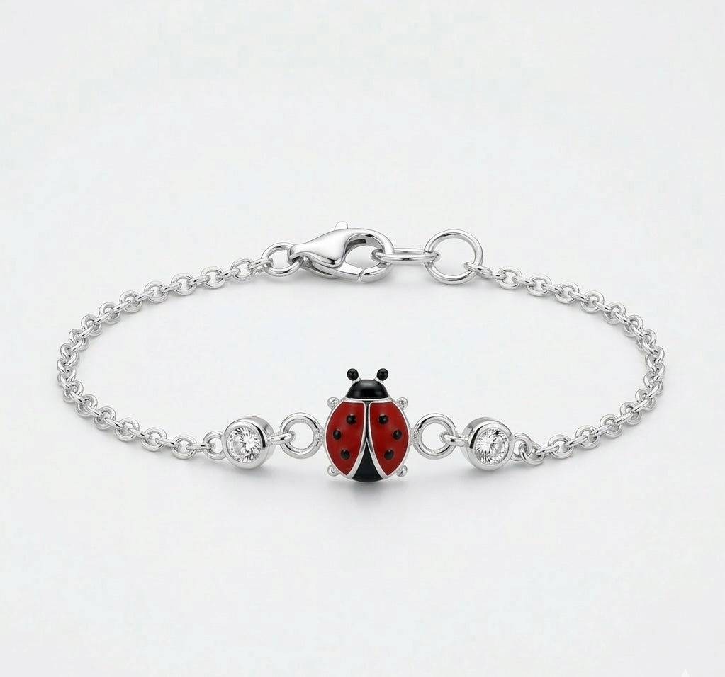 Armband Marienkäfer, 925er Silber