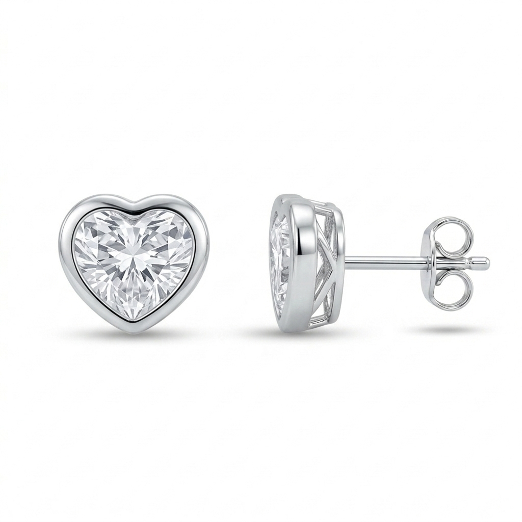 Ohrringe Herz Zirkonia, Silber 925er