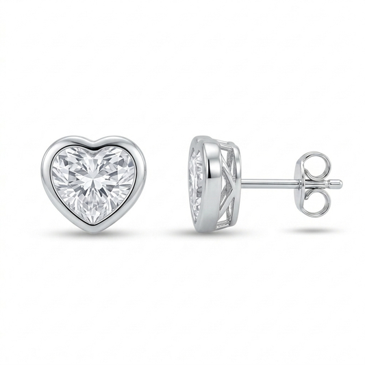 Ohrringe Herz Zirkonia, Silber 925er