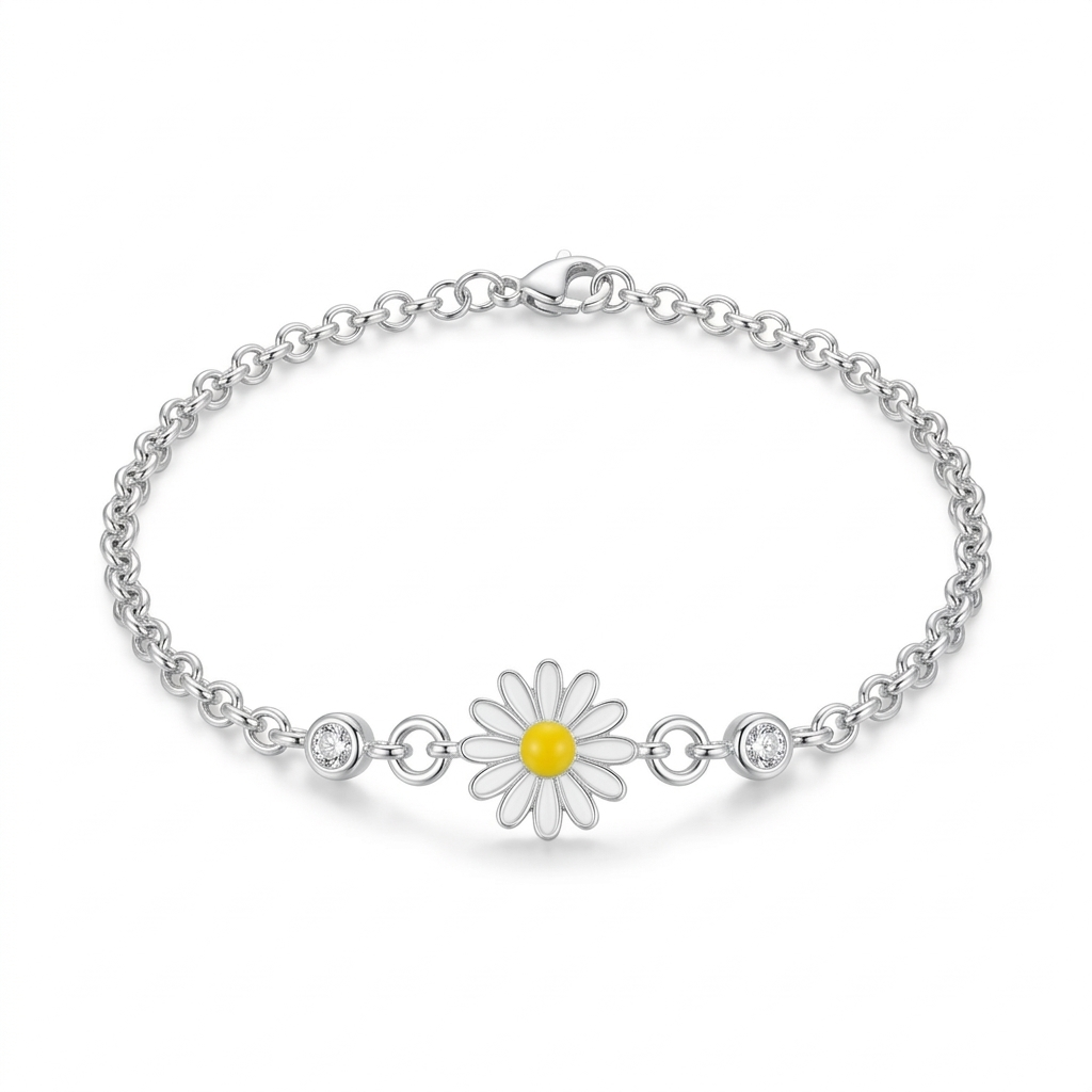 Armband Sonnenblümchen, 925er Silber