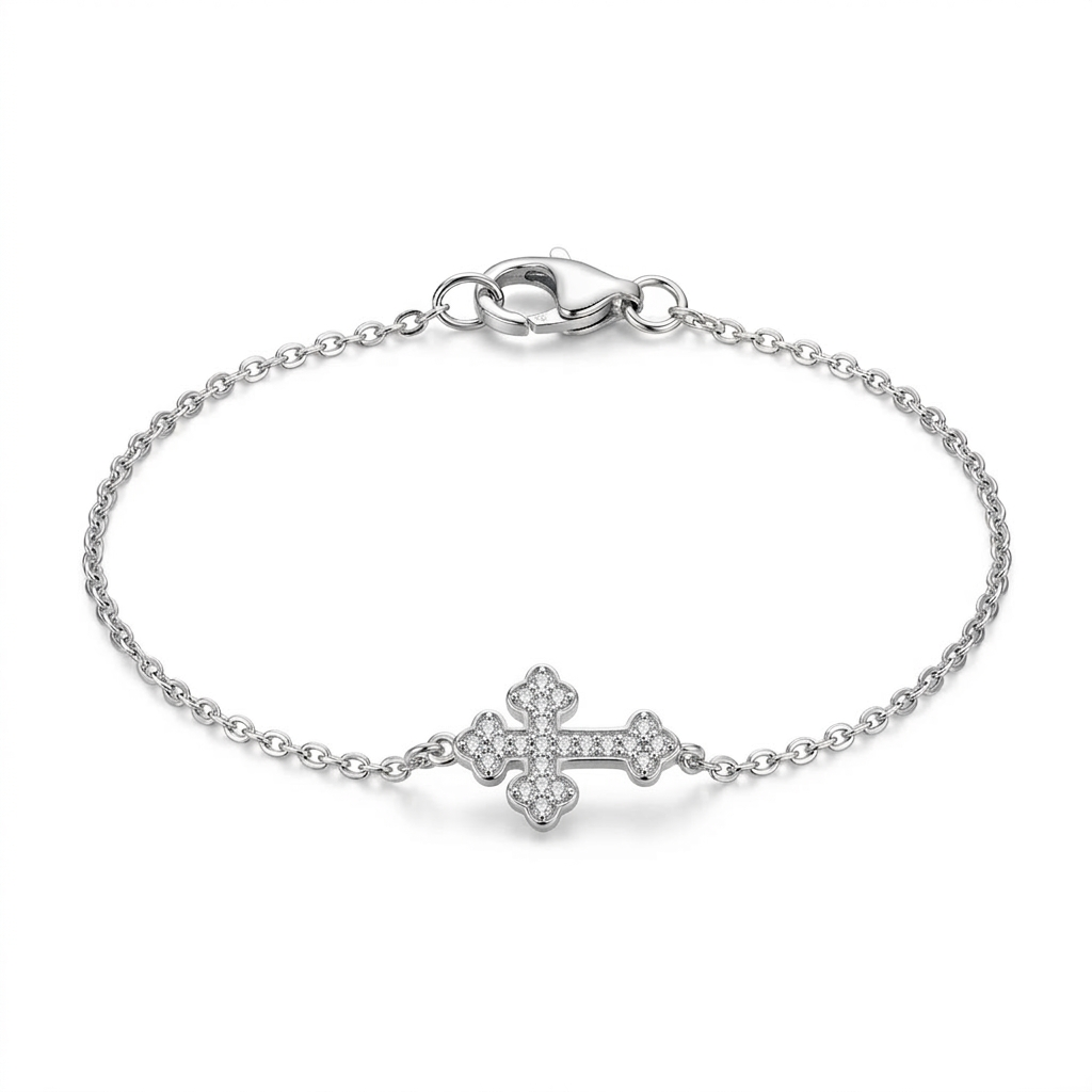 Silberarmband Orthodoxes Kreuz Zirkonia, Silber 925er