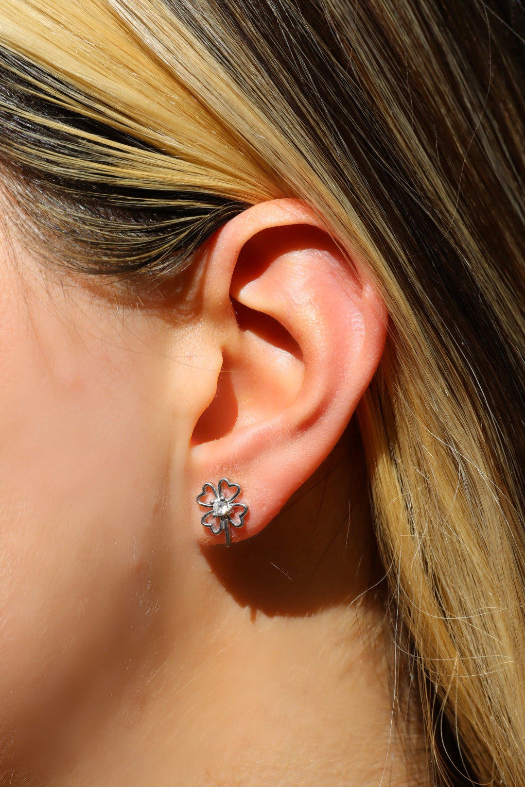 Ohhringe Kleeblatt, Silber 925er