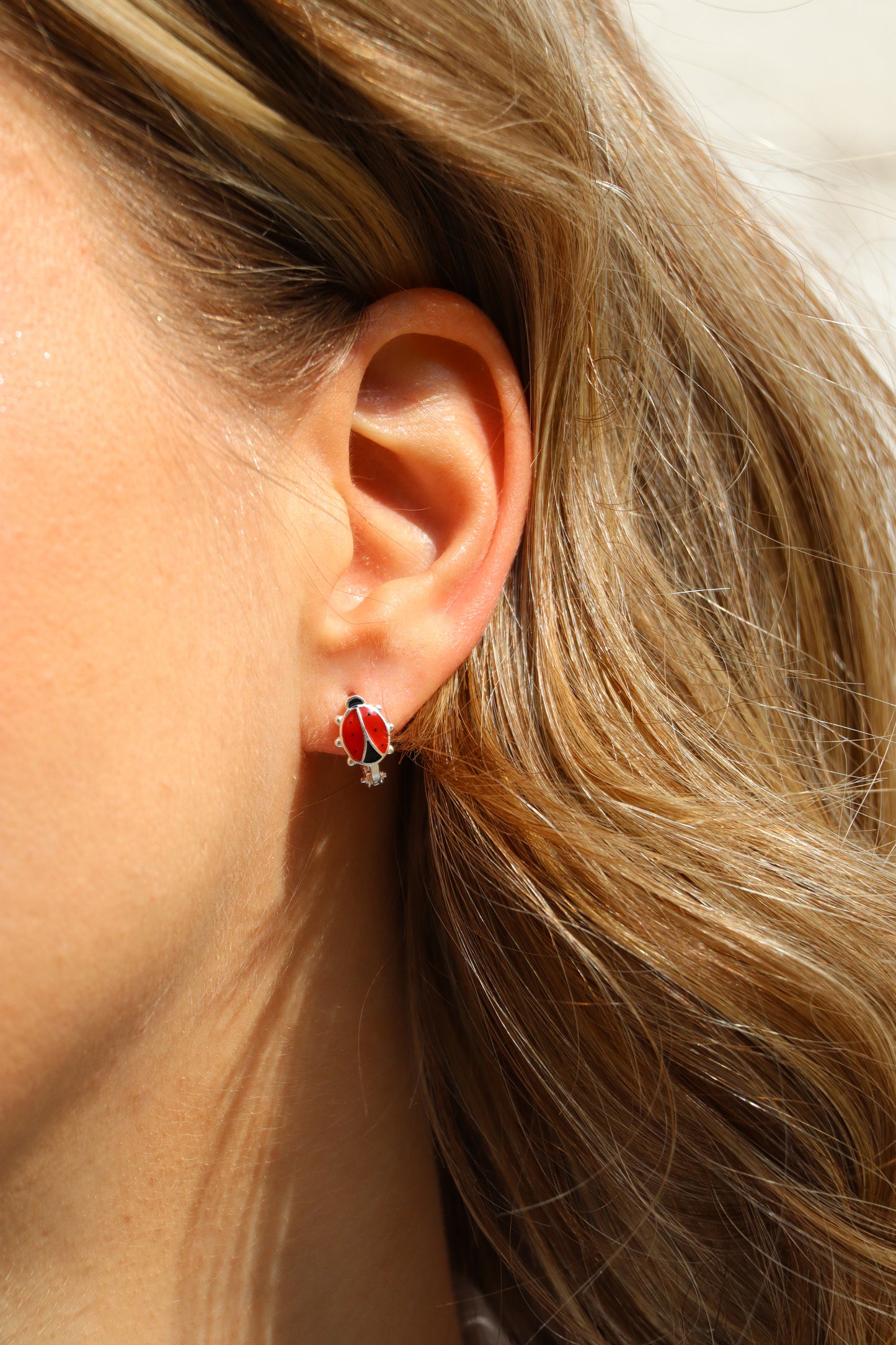 Ohrringe Marienkäfer, 925er Silber