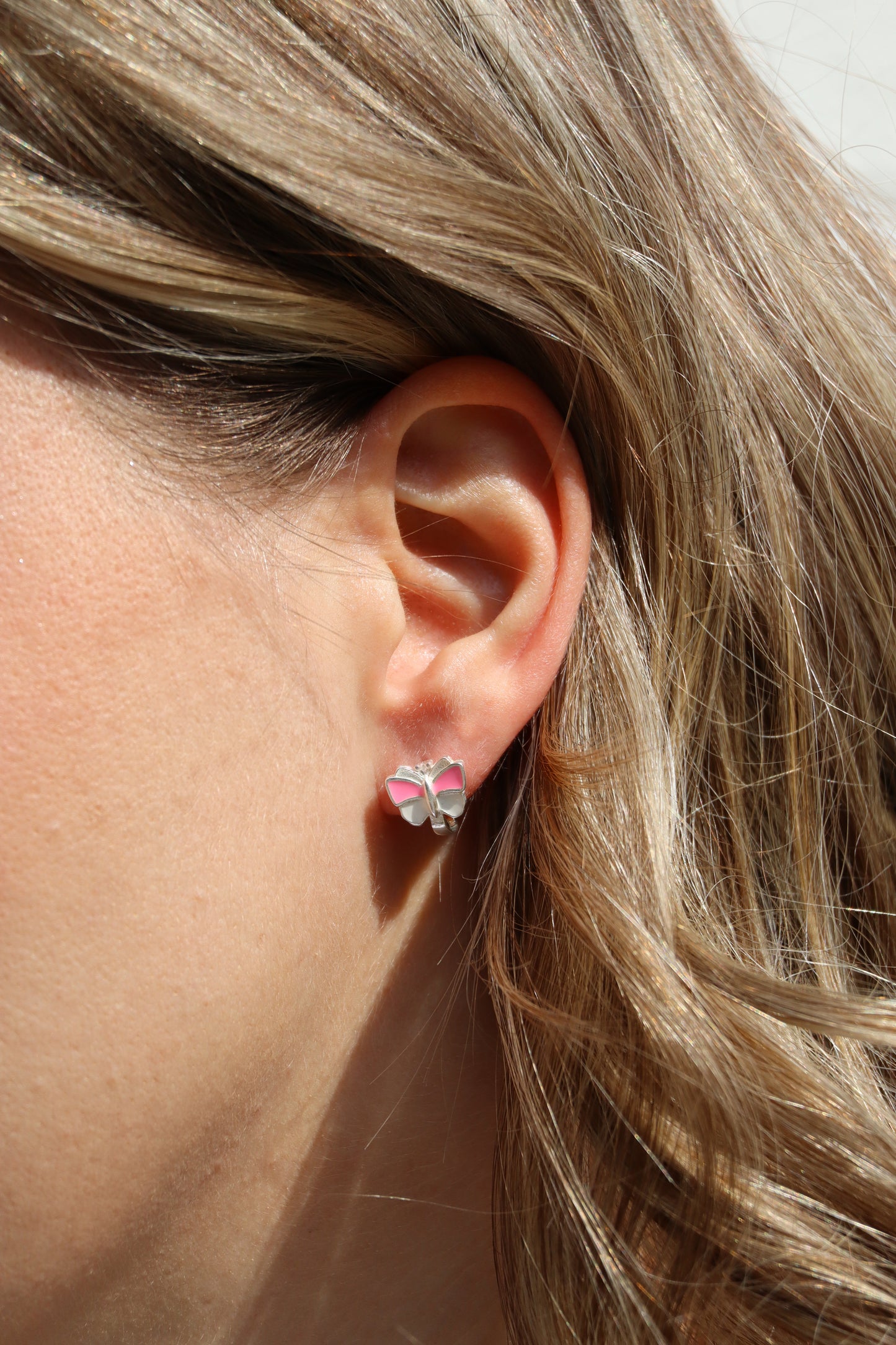 Ohrringe Schmetterling Rosa, 925er Silber