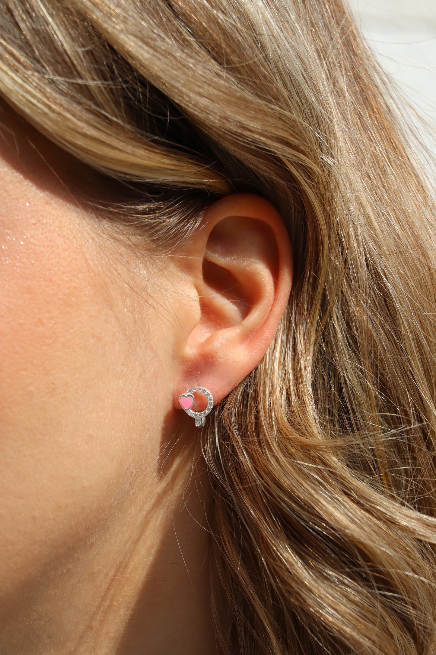 Ohrringe Herzchen Rosa, 925er Silber