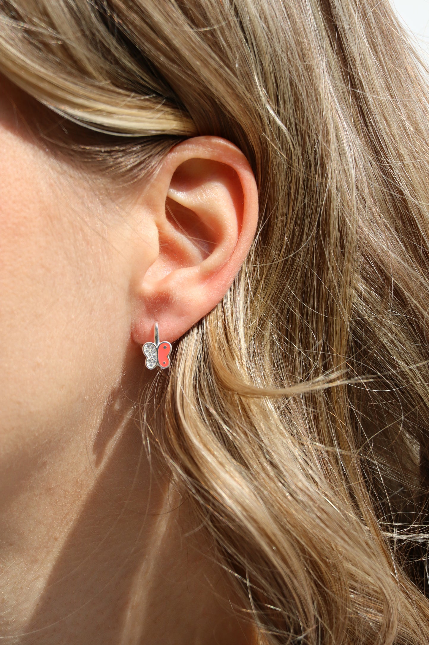 Ohrringe Schmetterling Rosa mit Zirkonia, 925er Silber