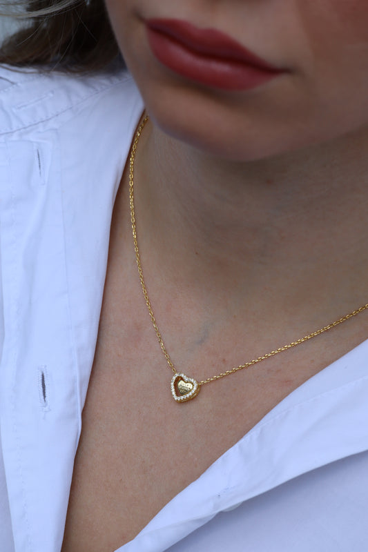 Halskette Herz Herz, 925er Silber vergoldet