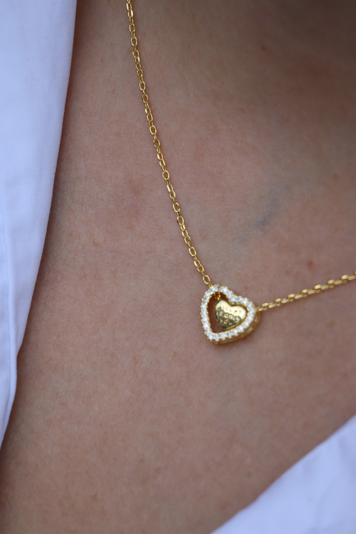 Halskette Herz Herz, 925er Silber vergoldet