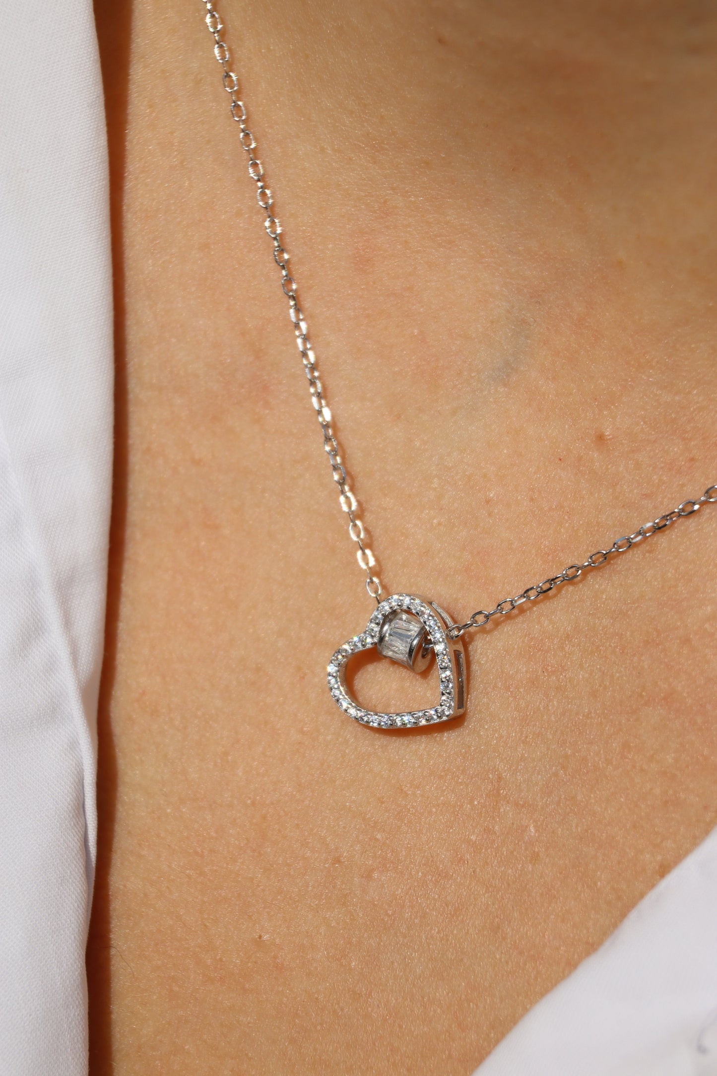 Halskette Herz Zirkonia 1, 925er Silber