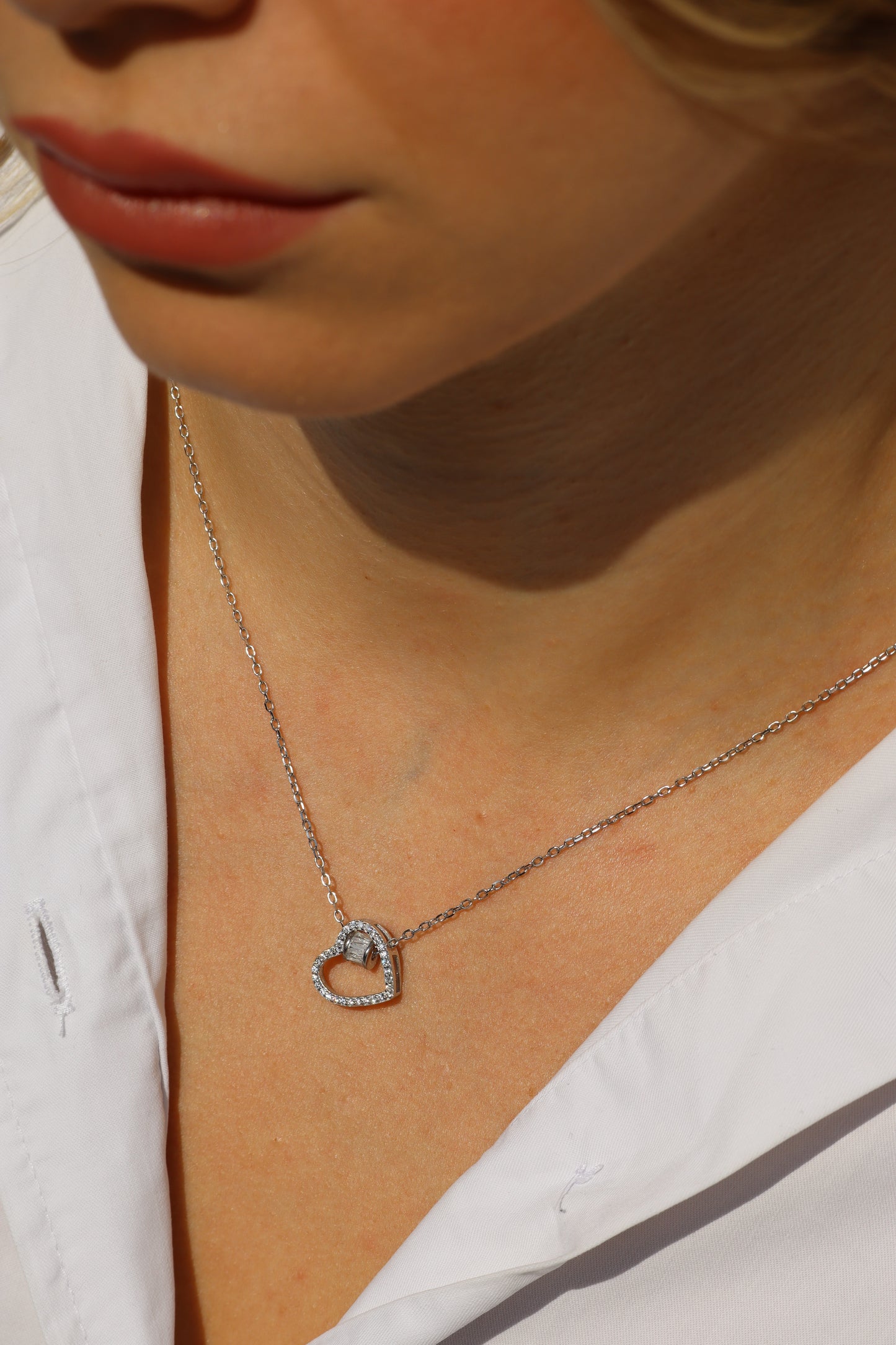 Halskette Herz Zirkonia 1, 925er Silber