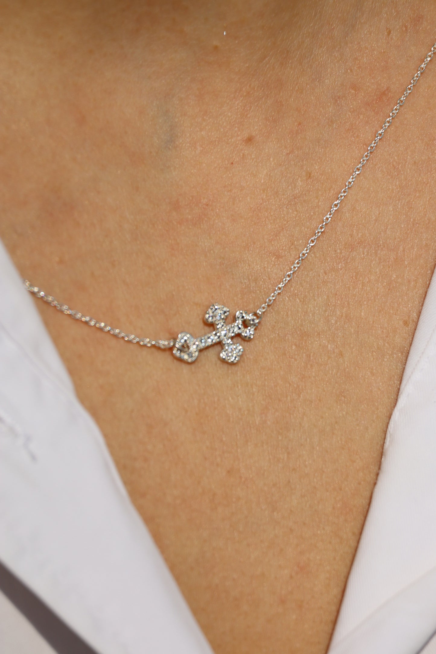 Halskette Orthodoxes Kreuz Zirkonia, 925er Silber